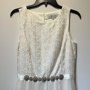 Tahari Arthur S Levine 2-piece bridal dress sleeveless with cut out back, jacket